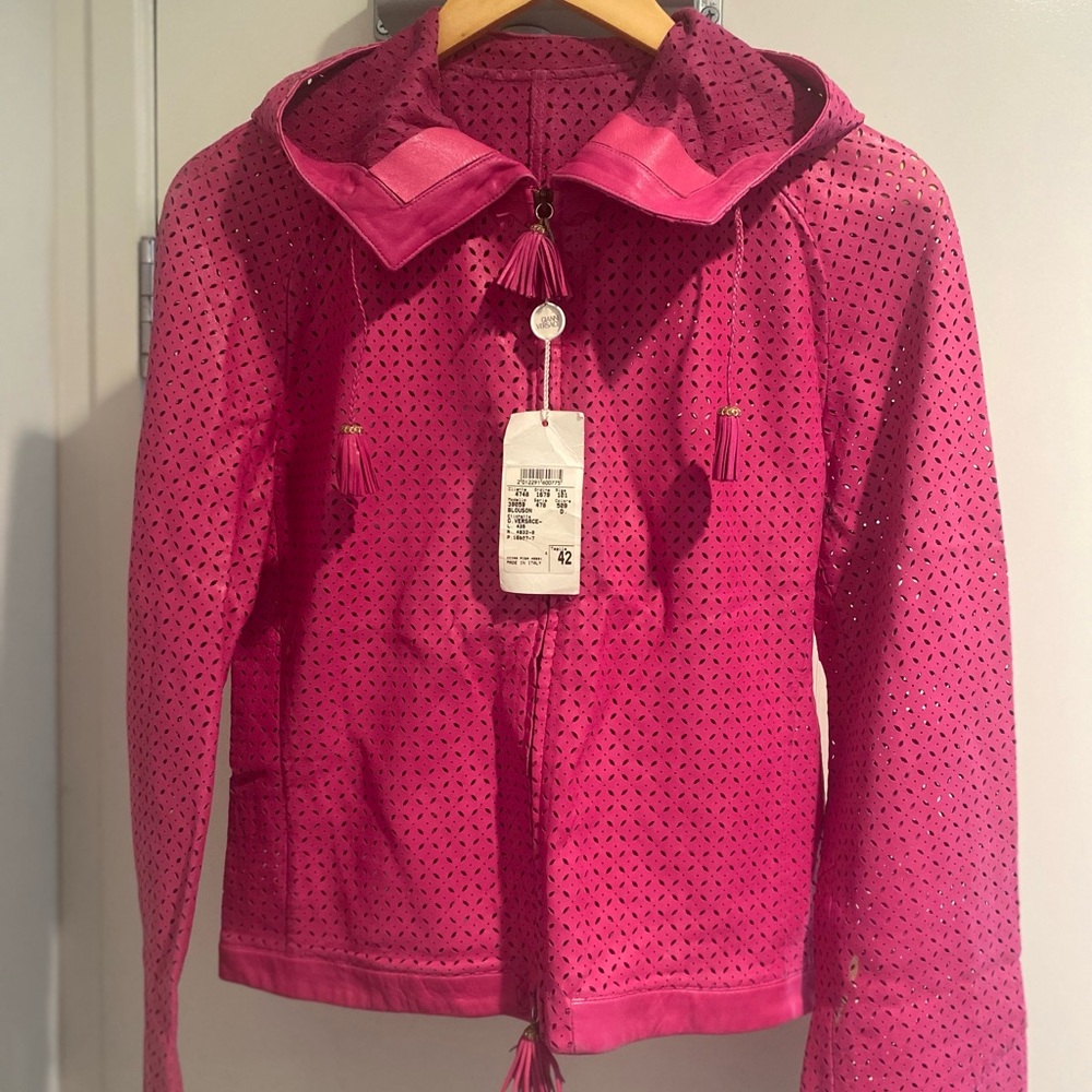 Versace Fuchsia Leather Blouson